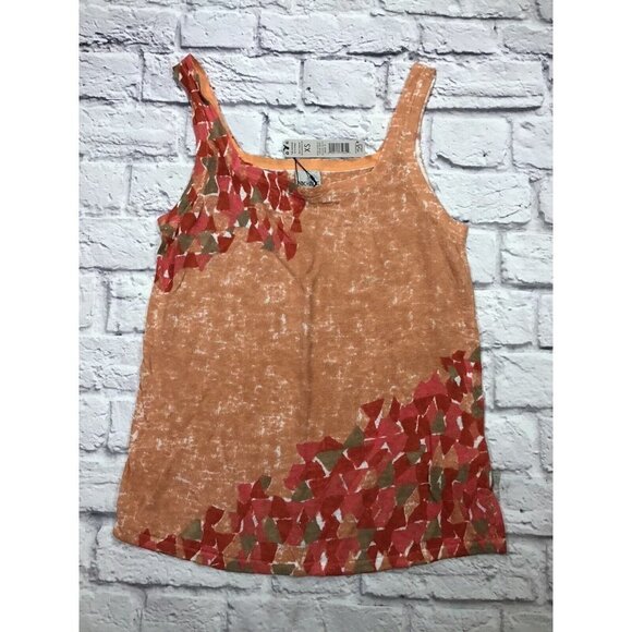 Nic + Zoe Womens Linen Casual Tank Top Shirt Orange Multicolor Size XS - Picture 1 of 9